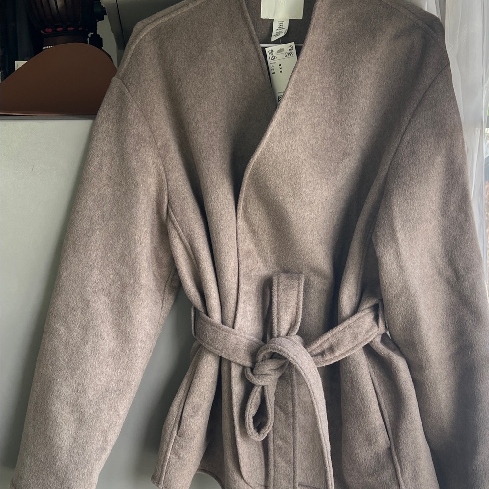 H&M Taupe Belted Trench Coat